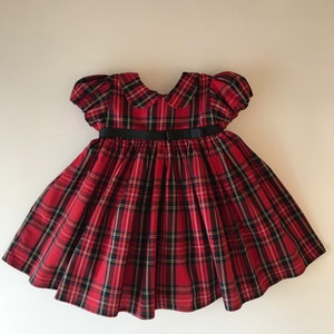 Red Tartan party dress-Baby Dress-Navy Tartan party | Etsy