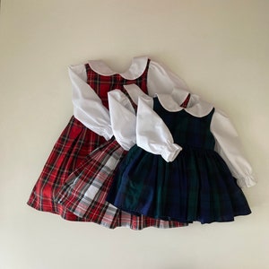 Robe tartan rouge-Robe bébé-Robe rouge-Robe tartan bleue-Robe fille-Robe nouveau-né-Robe d'anniversaire-Vêtements fille-Robe enfant en bas âge-Robe d'été image 1