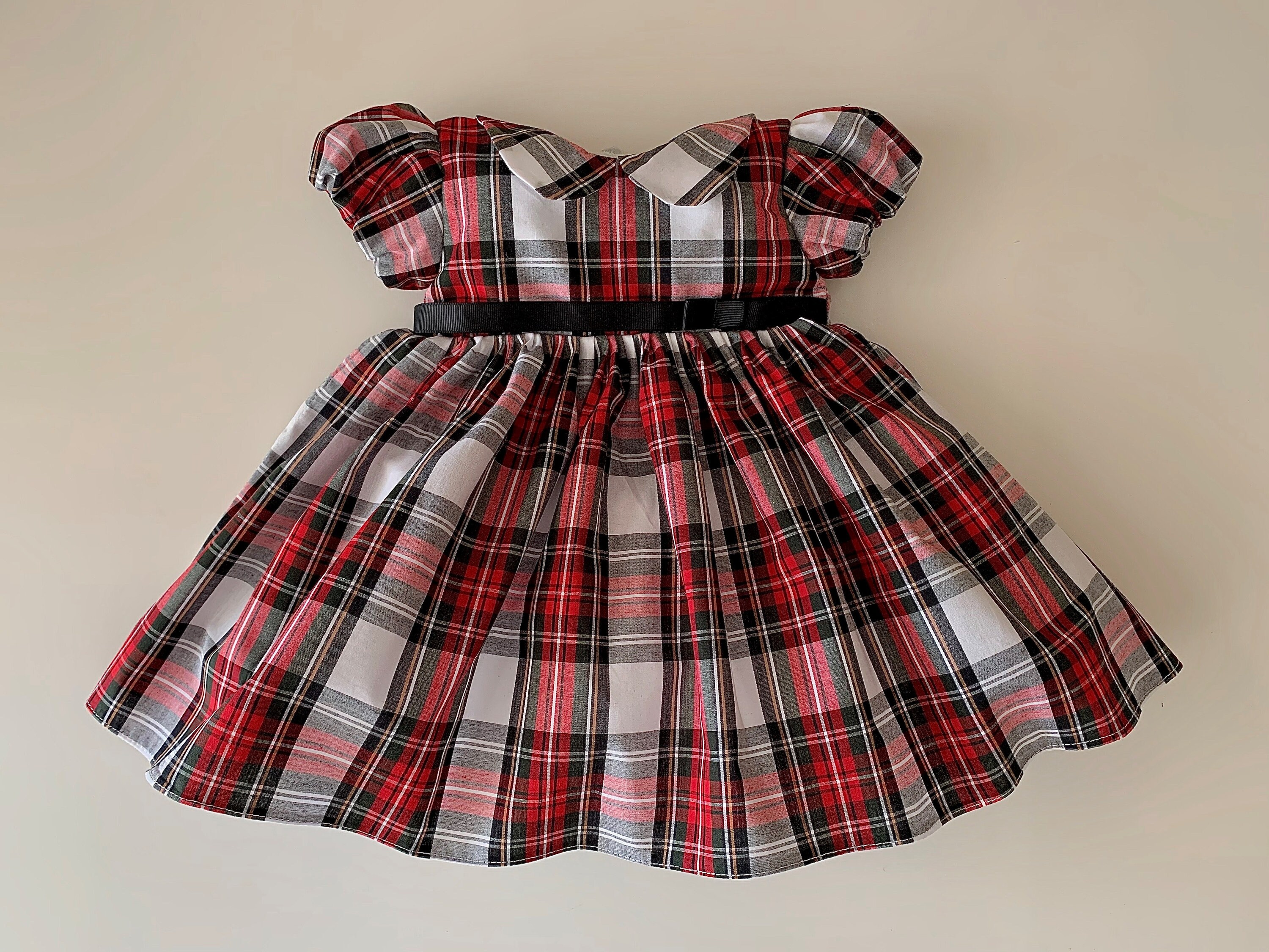 Red Tartan party dress-Baby Dress-Navy Tartan party | Etsy