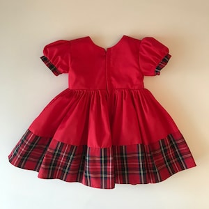 Red & Tartan Party Dress-baby Dress-red Dress-tartan Dress-girls Dress ...