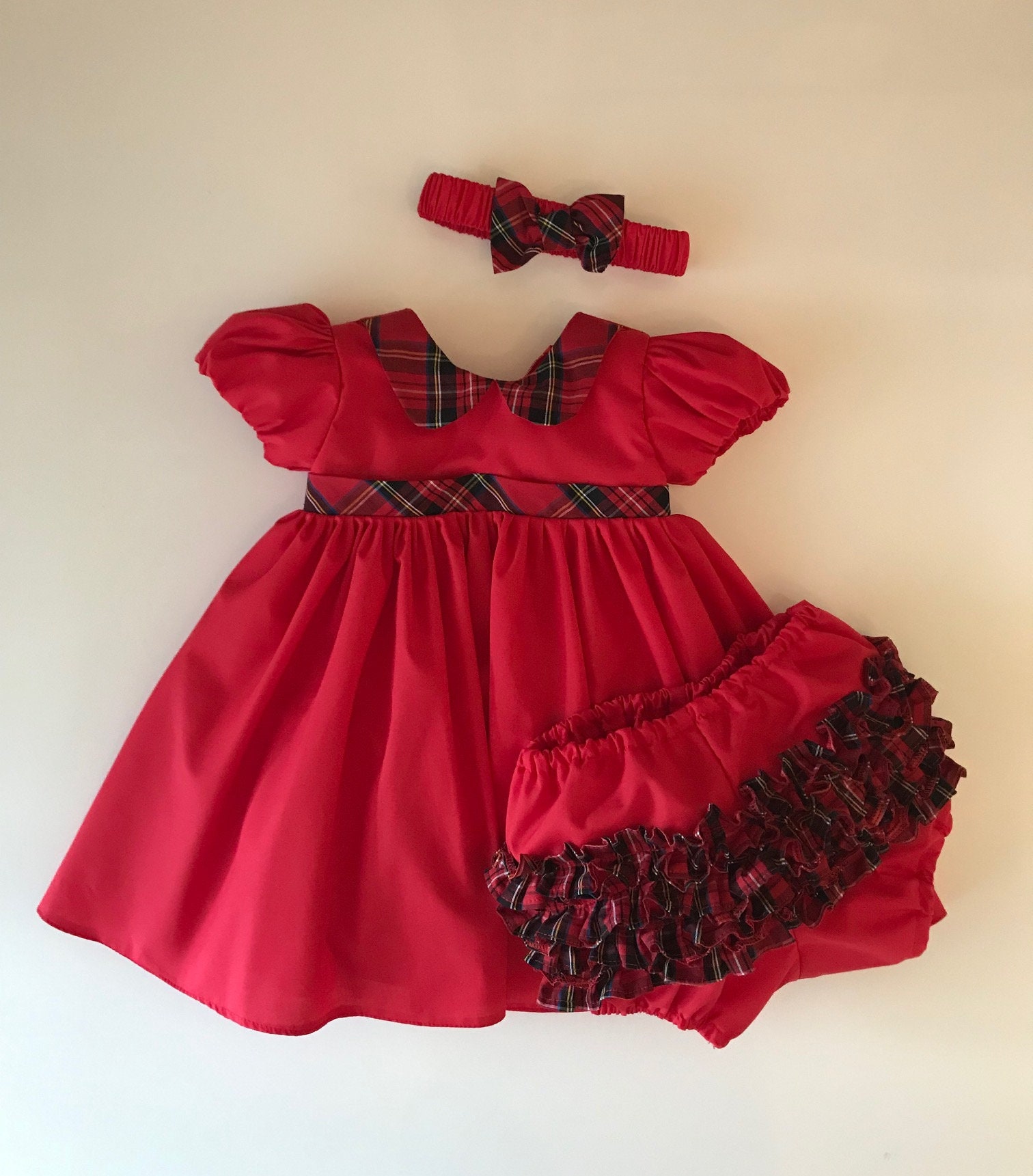 Red & Tartan Party Dress-baby Dress-tartan Party Dress-tartan | Etsy UK
