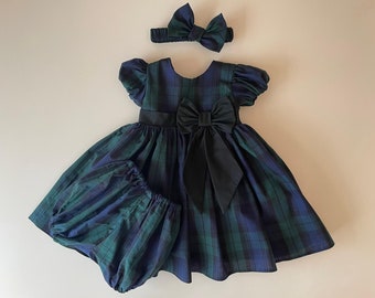 Black Watch Tartan dress set-Baby dress set-Tartan dress-Girls dress-Toddler dress-Birthday dress-Plaid Baby-Plaid dress-Christmas dress-Set