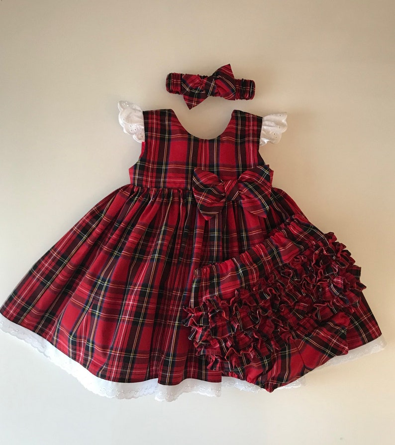 Red Tartan Party Dress-baby Dress-navy Tartan Party - Etsy
