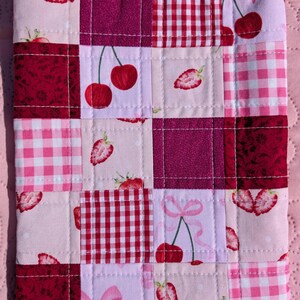 Patchwork Quilted Paperback Book Sleeve Pretty in Pink