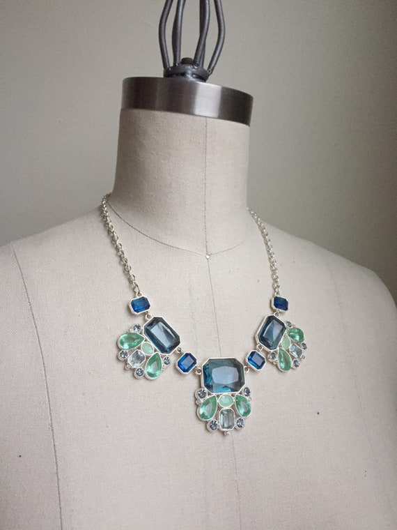 Shades of Blue Necklace. Costume jewelry. Blue ne… - image 1