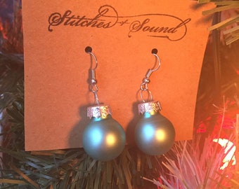 Mini Matte Christmas Ball Earrings. Handmade earrings. Gifts under 30. Holiday. Gifts for her. Jewelry under 20.