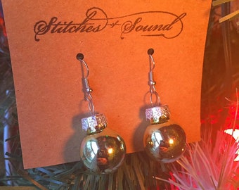Mini Shiny Christmas Ball Earrings. Handmade earrings. Gifts under 30. Holiday. Gifts for her. Jewelry under 20.