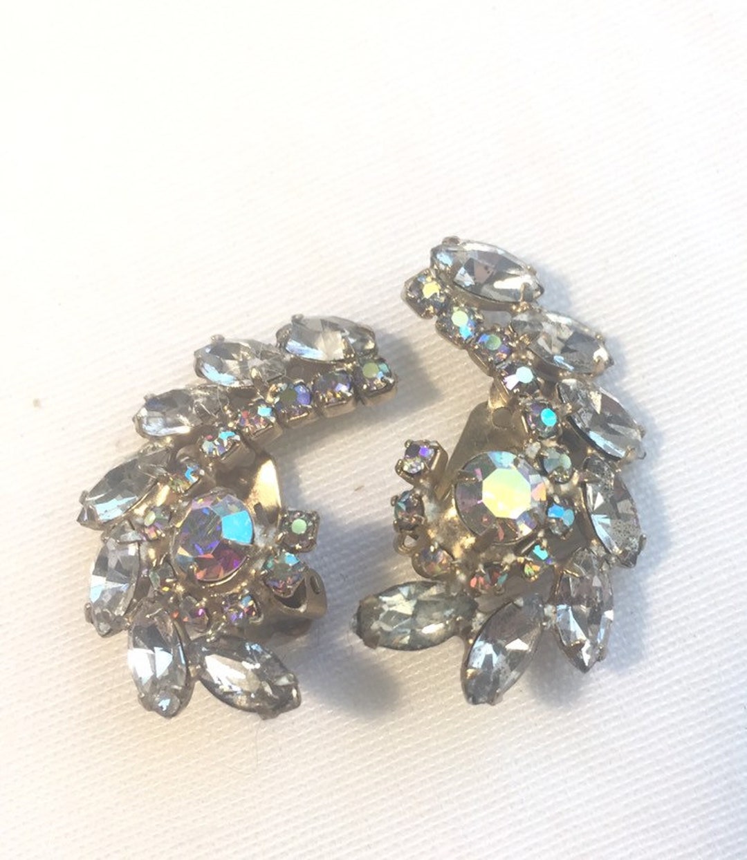■VINTAGE HOLLYWOOD■ Color Clip Earrings VH239OEA006B Vintage Goldtone Clip-on Earrings - Etsy