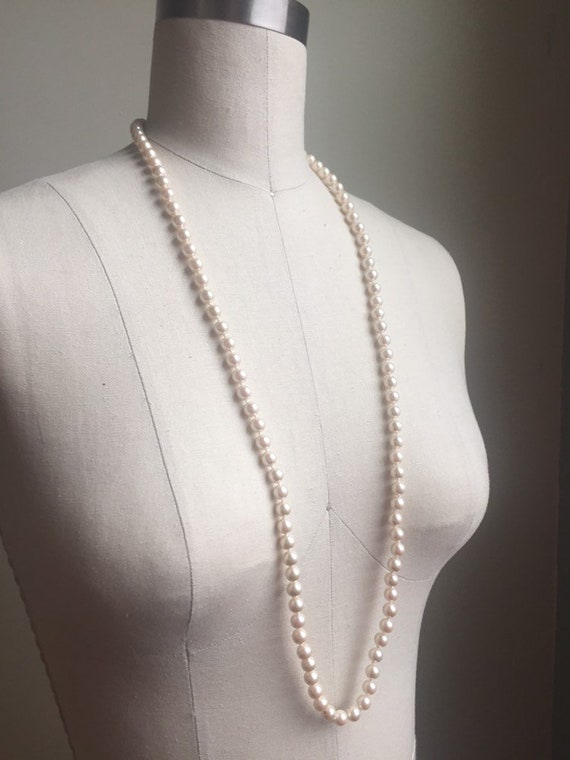 Vintage Long String Marvella Pearls. Costume jewe… - image 1