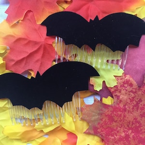 Handmade Velvet Bat Hair Combs. Spooky accessories. Halloween. Gifts under 20. Goth fashion.