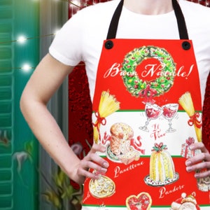Italian Christmas Apron  BUON NATALE, Italian apron, Italian gift, Italy ,Italian food, Italy lovers, Italian tradition, Italian cooking