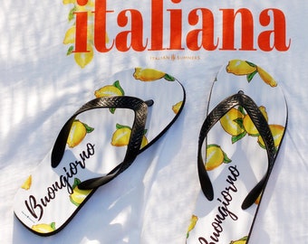 Flip flops Buongiorno Limoni | Lemon flip flops, Buongiorno flip flops, Italy flip flops, Italian wedding gifts, bridesmaides gifts, Italian