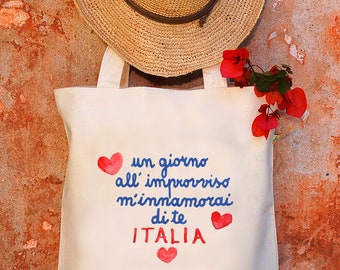 Tote bag Un giorno all improvviso, Italian quote, Italy lover, Italy traveller, Italian vacation shirt, Italian therapy, Italy gift, Italy