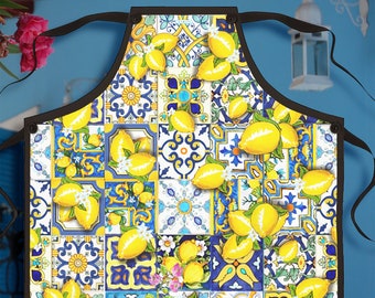 Amalfi Coast Apron: Italian Tile Print, Italy Lover Gift