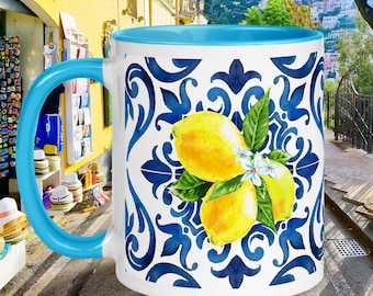 Italian Lemon Tile Mug: Amalfi Coast Decor