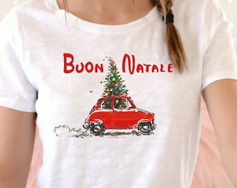 Fiat 500 with Christmas tree! T-shirt (unisex)