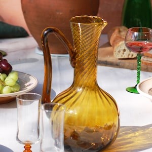 Vintage 1960s Italian Amber Glass Carafe: Murano Style Collectible