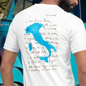T Shirt  BLUE ITALIA, -Unisex- Italy lovers, Italy tee, Italy map, Italy gift, Italy souvenir, Italy theme, Amore, Italy is  Love,