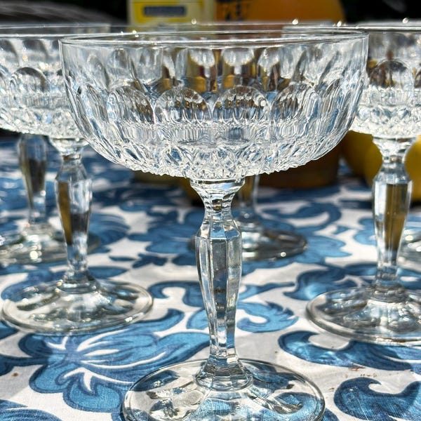 Vintage Italian Cut Glass Champagne Coupes - Set of FOUR