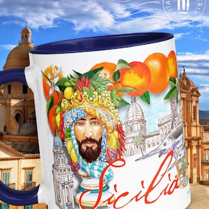 Sicilian Ceramic Mug: Il Moro, Italy Souvenir