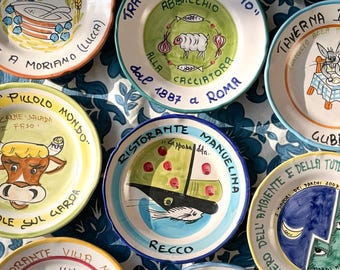 Rare Buon Ricordo Plates | Solimene Hand-Painted Italy | Collector's Edition | From Rome to the Italian Alps