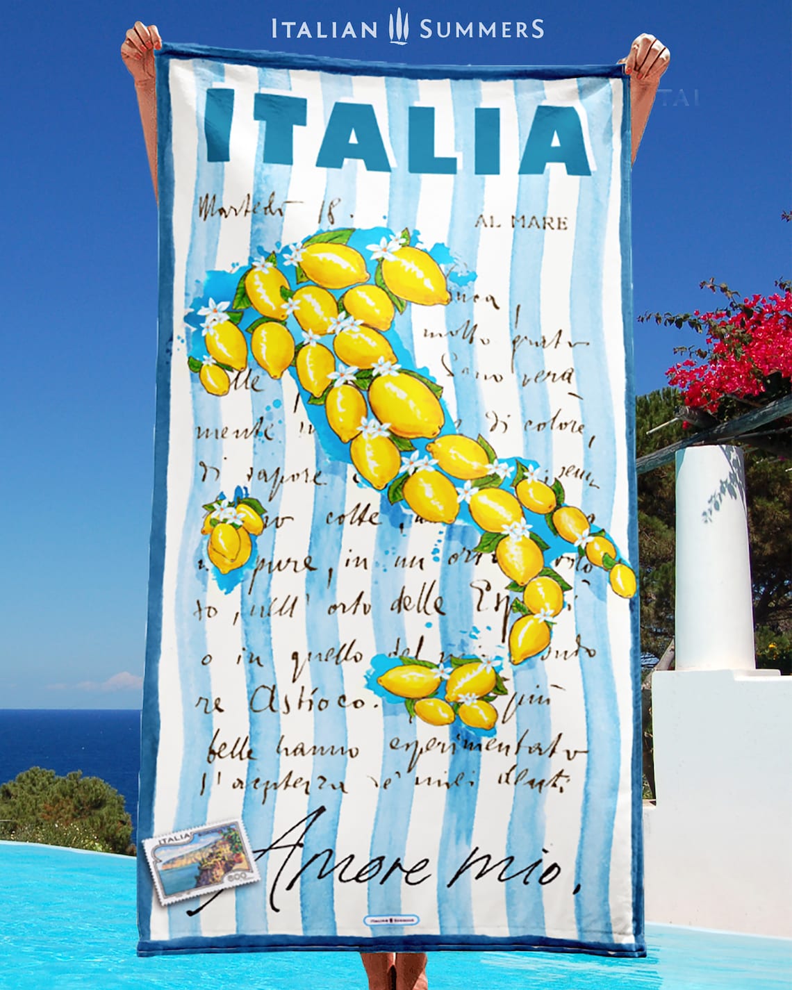 Italy Beach Towel ITALIA AL MARE Italy Lovers Retro beach Etsy