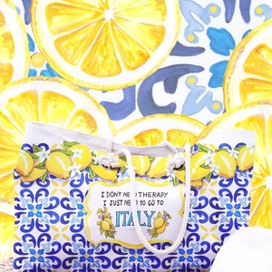 Sac de plage XL JE N'AI PAS BESOIN DE THÉRAPIE juste l'Italie, sac de plage Italie, citrons d'Amalfi, amoureux de l'Italie, mer Méditerranée, Positano, Capri, Sorrente image 4