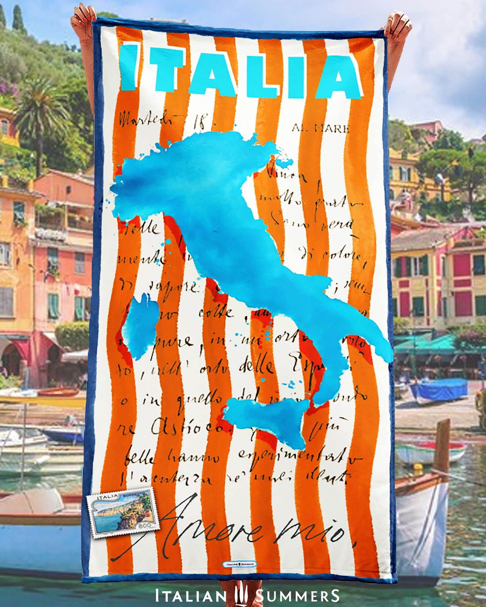 Italy Beach Towel ITALIA AL MARE Italy Lovers Retro beach Etsy