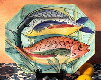 Large Sicilian ceramic serving platter maiolica traditional wall hanger decorative Italian