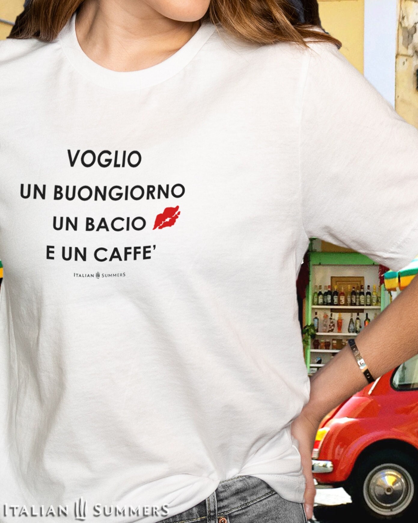 T shirt Voglio un buongiorno un bacio e un caffe T shirt Italia