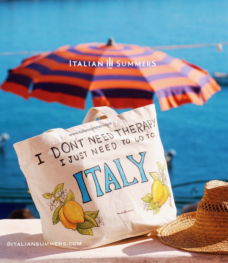 Tote Bag I don't need therapy I just need to go to Italy, Italy travel, Italy traveler, Amalfi Coast, Capri, Sorrento lemons Bag, Italy gift image 9