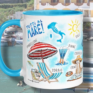 Italy Mug TUTTI AL MARE, Italy theme,  Italy Seaside , Italy, Italy gifts, Italy souvenir, Italy quotes, Italy lemons, Italian vacay