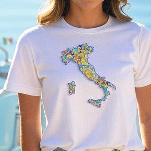 ITALIA MAIOLICA T-Shirt, Italien-Fliesen, italienische Fliesen, Italien-Liebhaber, Italien-Reisender, Italien, Maiolicakarte, italienischer Stiefel