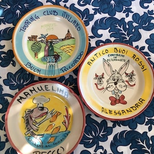 Italian Vintage Buon Ricordo plates,  vintage Italian restaurant plates, vintage Italian ceramic plates, Italy Gift, Vietri ceramic, 9-7-25
