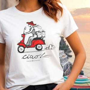 Ciao Vespa T-shirt: Italian Vacation Theme, Soft Cotton Tee