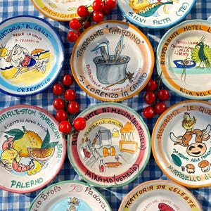 Assiette vintage Buon Ricordo - Céramique de restaurant italienne peinte à la main de Vietri sul Mare