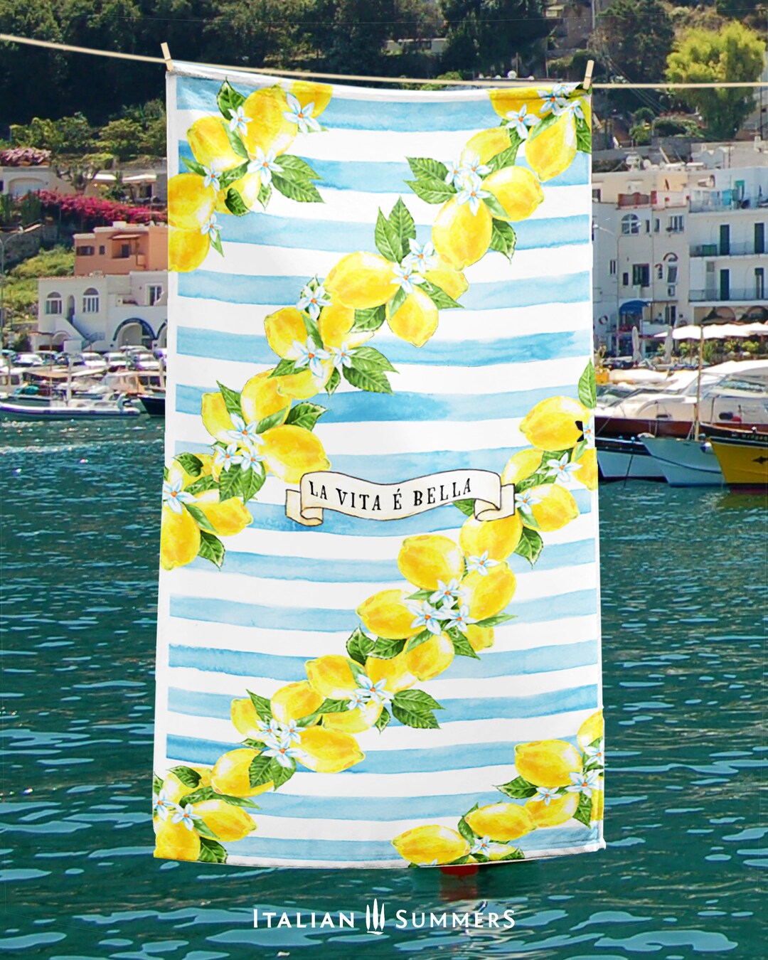 Italy Beach Towel AMALFI COAST LEMONS Italy Lovers Italy Etsy