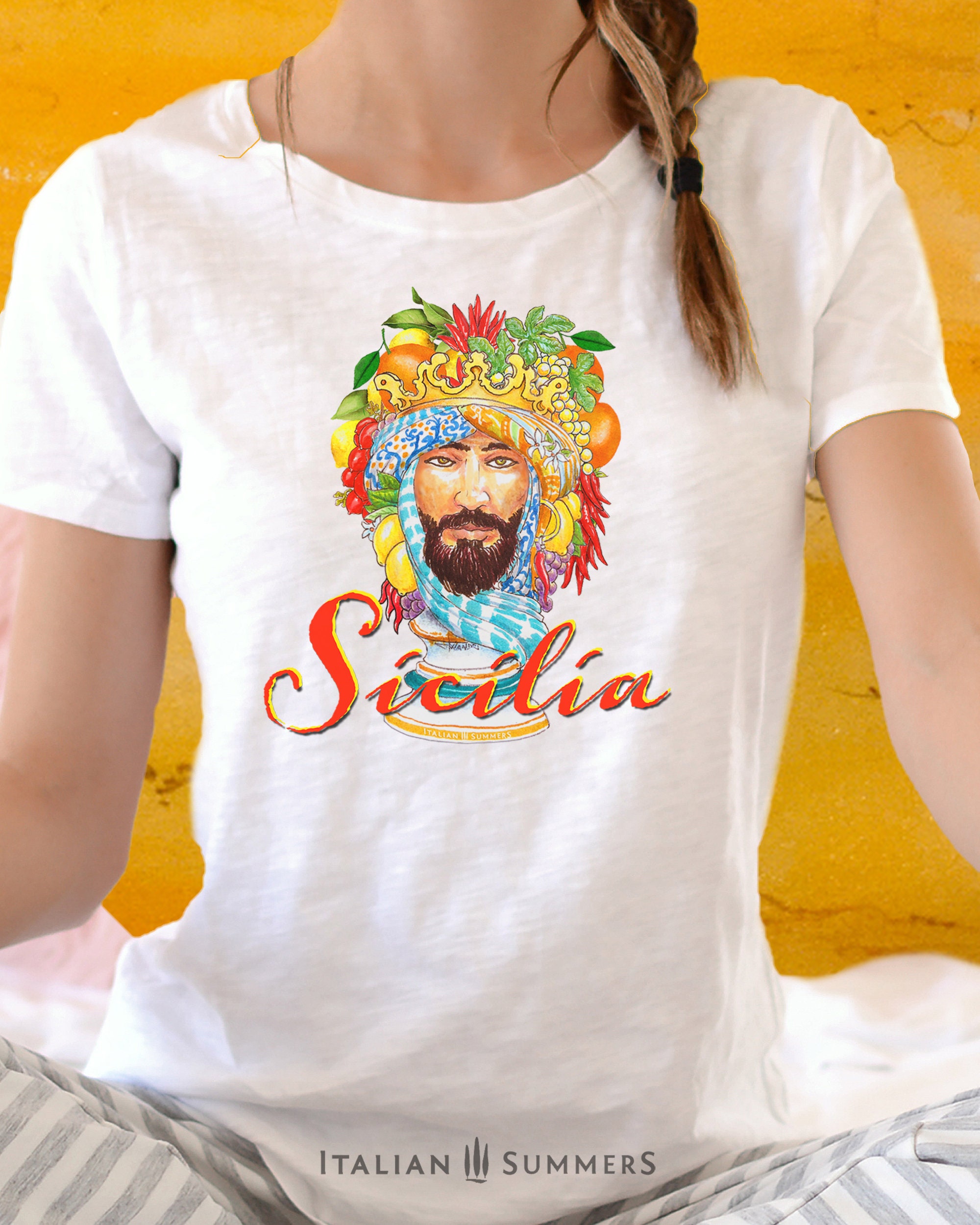 T Shirt SICILIA Testa di MORO camicia siciliana Caltagirone regalo Sicilia t shirt siciliana testa di moro patrimonio siciliano regalo Italia Etsy Italia