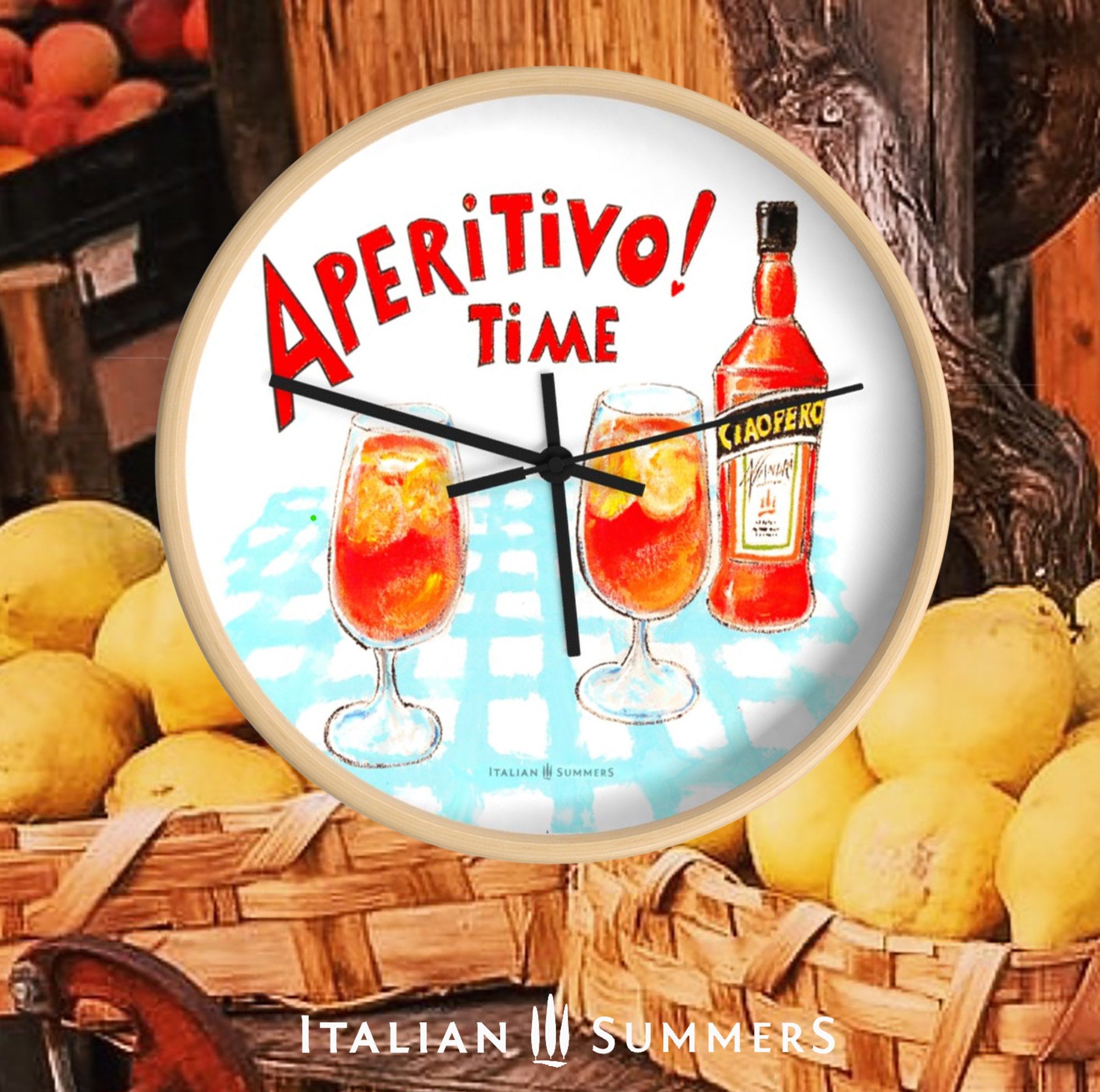 Aperitivo Time Wall Clock: Italian Aperol Spritz Art - Etsy