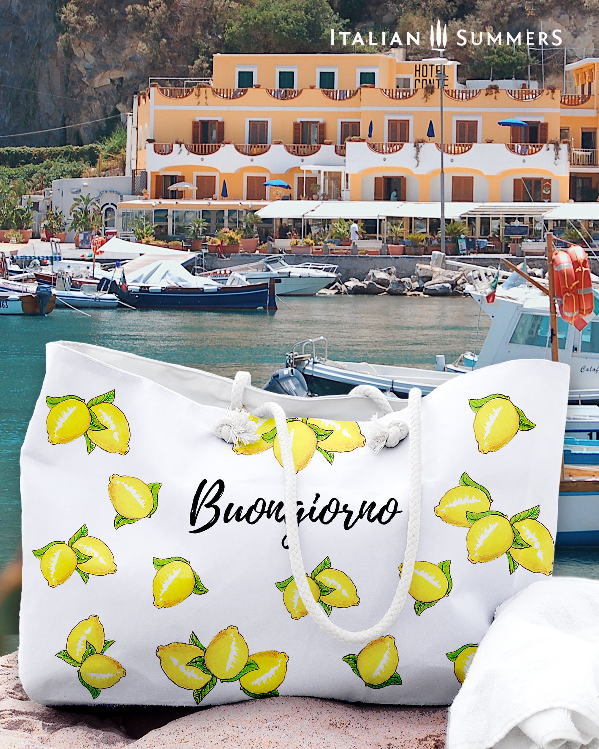 XL Lemon Beach Bag: Buongiorno Italy, Amalfi Coast - Etsy