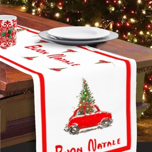 Italy Christmas Table Runner BUON NATALE Fiat 500 | Italy gift, | Merry Christmas, Cinquecento Fiat lovers, Italy Lover, Italian Heritage