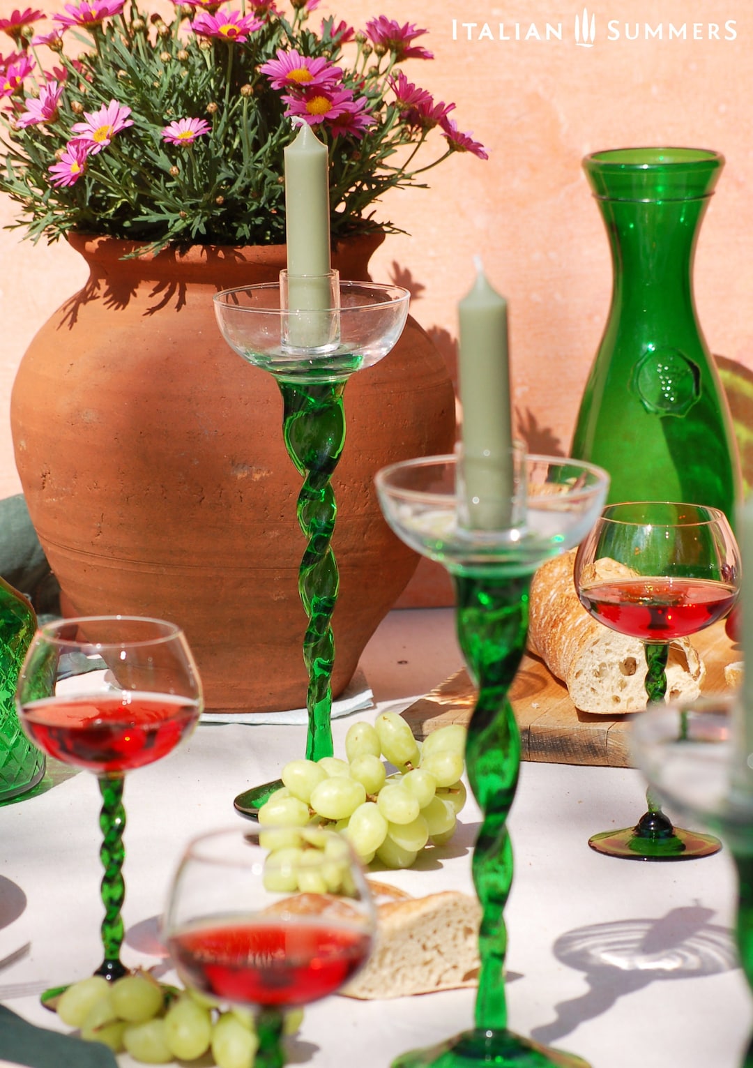 Paire de bougeoirs en verre Murano Venini | Selency