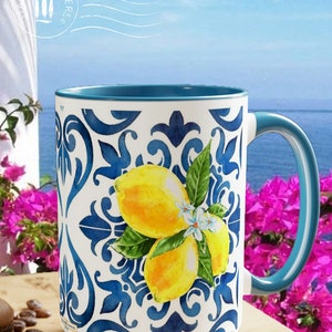Italian Lemon Tile Mug: Amalfi Coast Decor
