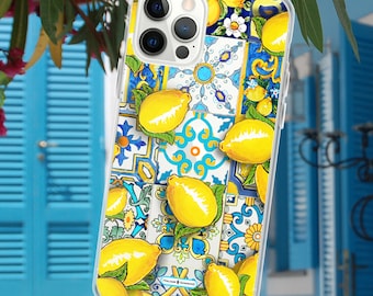 Sorrento Lemon Tile Phone Case: Italian Amalfi Coast Design