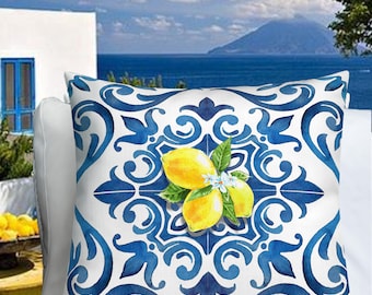 Lemon Tile Pillow Cover: Italian Amalfi Coast Decor