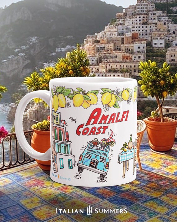 Amalfi Coast Mug: Italy Souvenir with Sorrento Lemons