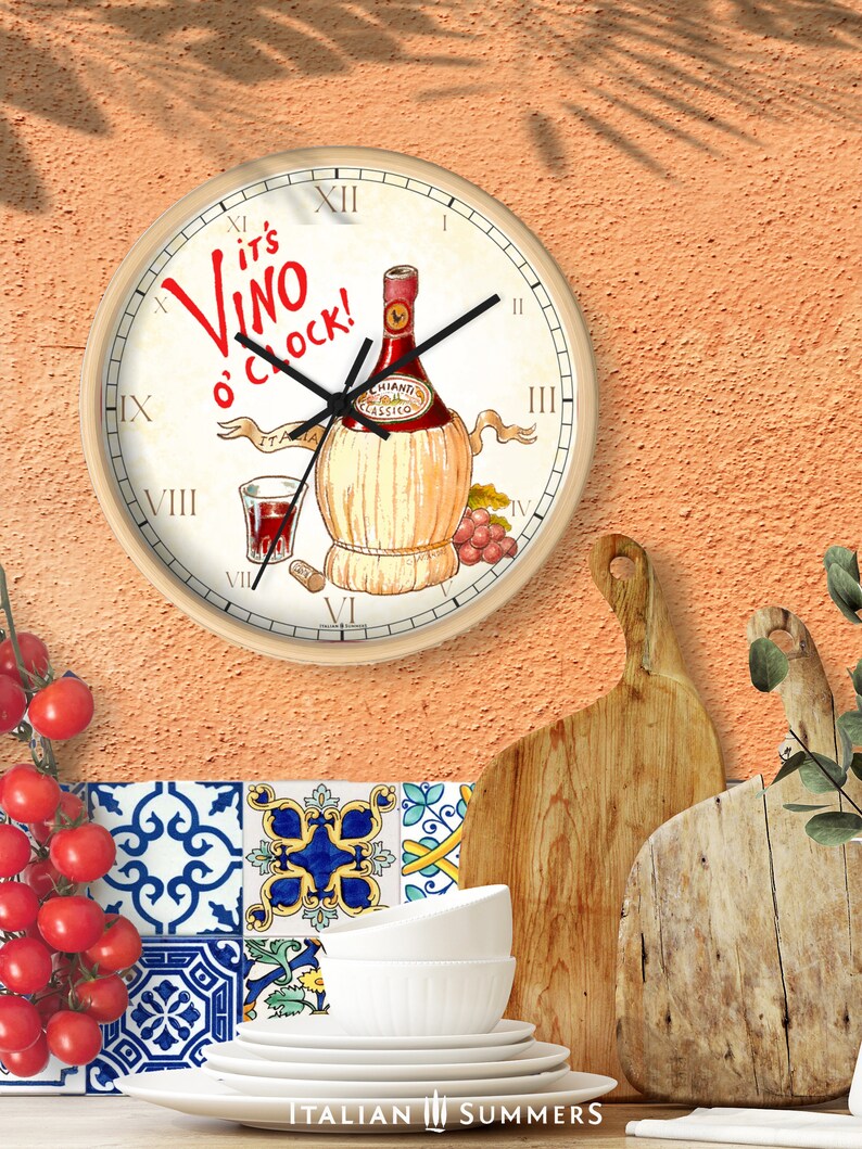 Wall Clock VINO 'O CLOCK Italian Wall Clock Italian Etsy