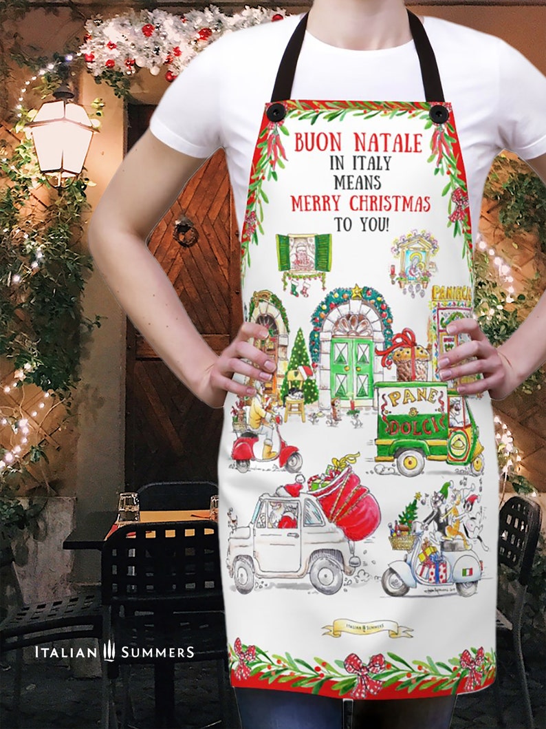 Italian Apron CHRISTMAS IN ITALY Italian apron Italian Etsy