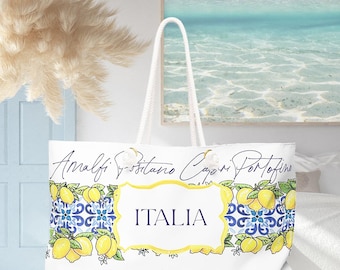 Borsa da spiaggia XLCOSTIERA, borsa da spiaggia Italia, Limoni di Amalfi, Amanti dell'Italia, Mar Mediterraneo, Positano, Capri, Sorrento