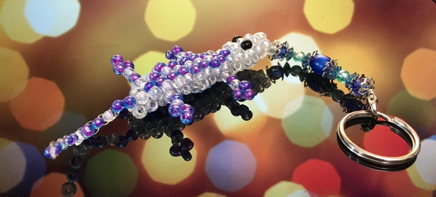 MEDIUM Bead Lizard Keychain Etsy
